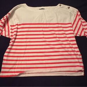 J.Crew Striped White and Pink Top